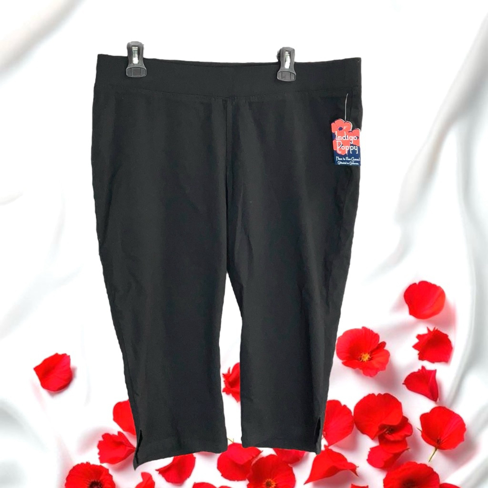 Indigo Poppy New w Tags Black Cropped Pants Capris Size 18 w Spandex